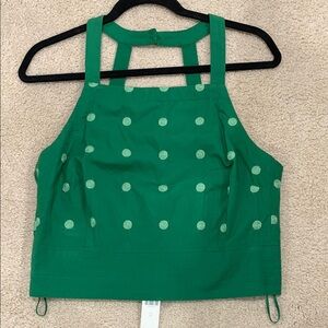 Anthropologie Green Polka Dot Women's Top